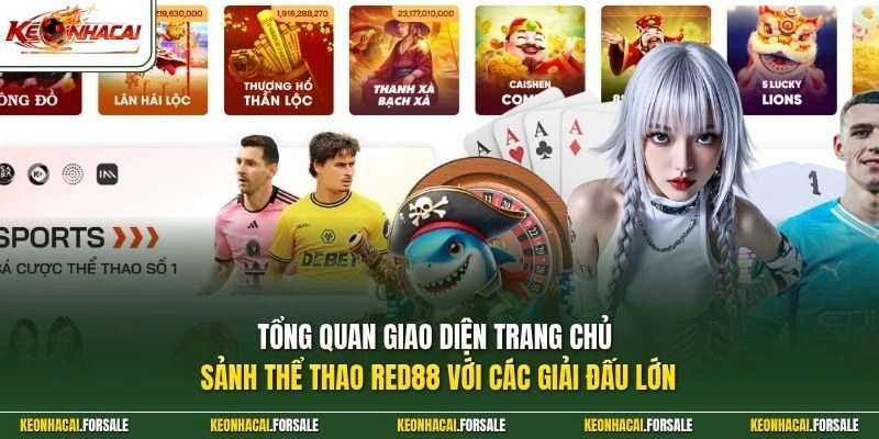 Tổng quan giao diện trang chủ sảnh thể thao RED88 với các giải đấu lớn